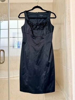 White House Black Market Black Satin Sleeveless Little Black Dress, Size 4